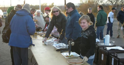 Volunteers working to help feed the homeless